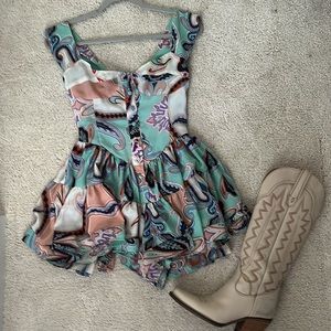 NWT Vanessa Mooney Elisabeth Romper Dress in Paisley XS